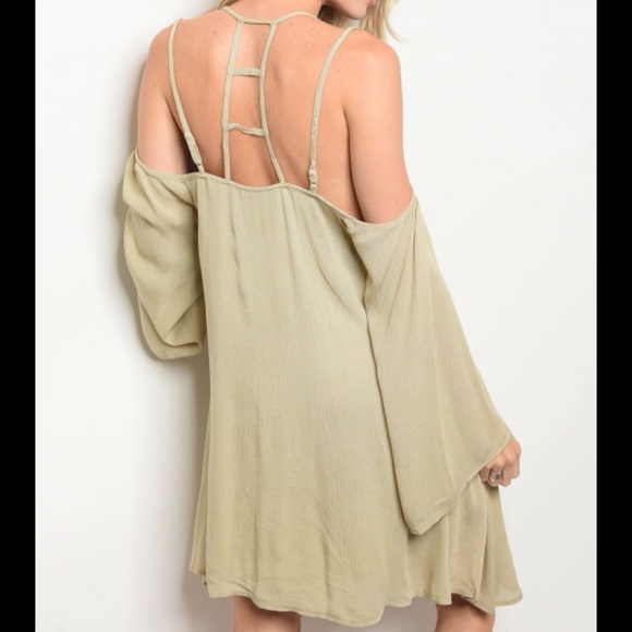 SALE 🛍Gorgeous Boho Khaki Cold Shoulder Top/Dress - Picture 2 of 2